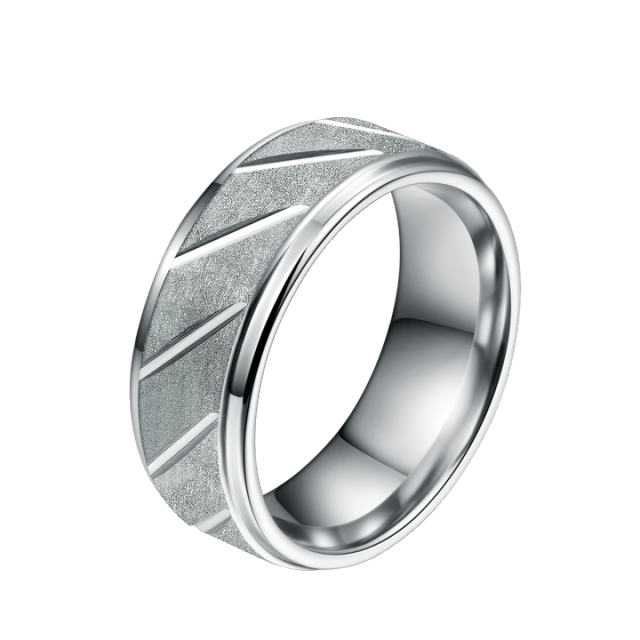 Guangzhou Wholesale Ready to Ship 8mm Grooved Stepped Edges Tungsten Carbide Steel Ring Silver Wedding Rings for Men Women