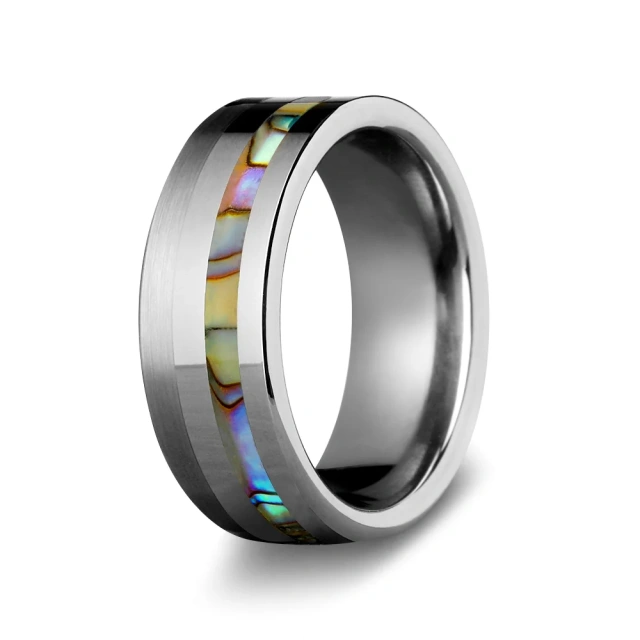 Custom OEM logo Men Sex Jewelry Tungsten Cock Ring Inlay Wood and Turquoise