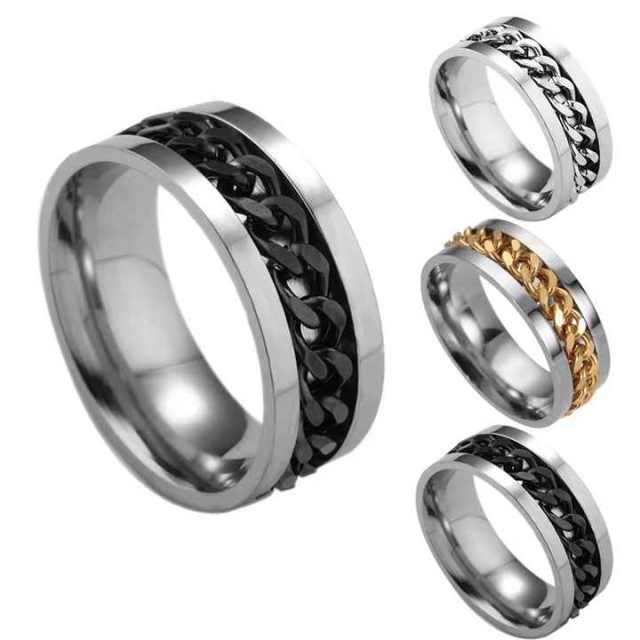 Fashion Design Stainless Steel Rings 8mm Spinner Ring Alloy Fidget Relieving Anxiety Ring for Men