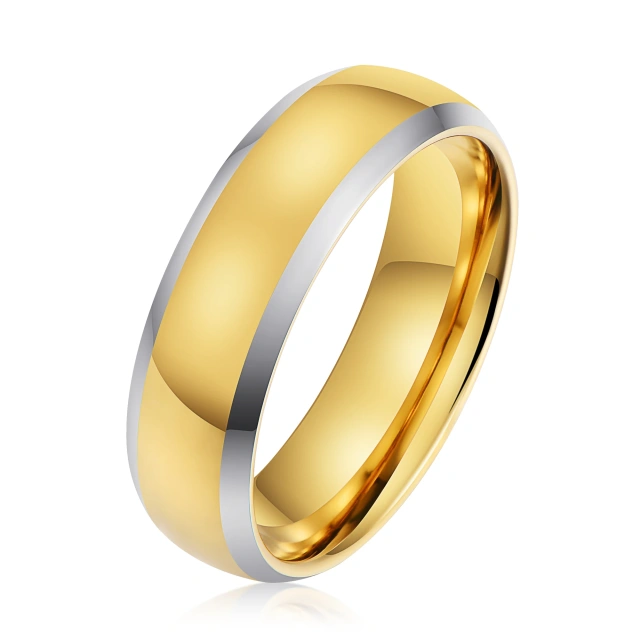 RTS 18K Gold Plated Domed Tungsten Rings - Highly Polished