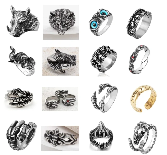 Stock in Size 7-13 Latest Fashion Long Manly Retro Punk Eagle Stainless Steel Ring for Men