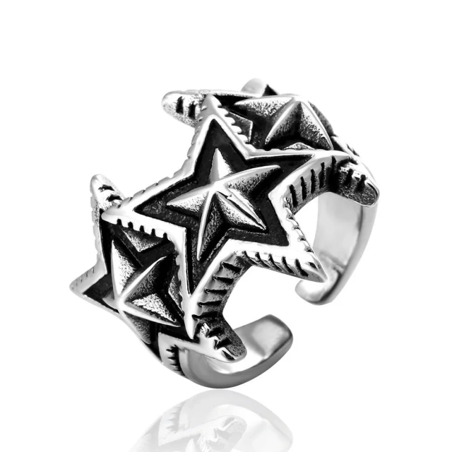 Punk Jewelry Stainless Steel Star Finger Ring for Unisex