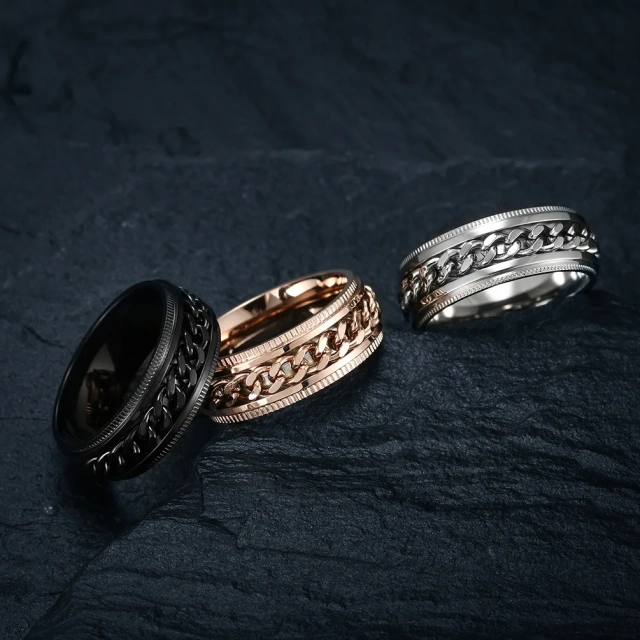 High Quality Jewelry for Men Women Couple Stainless Steel Spinner Fidget Anxiety Ring Gold Plated