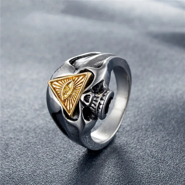 High Quality Demon Skull Ring Men Stainless Steel Hip Hop Skull Men's Ring