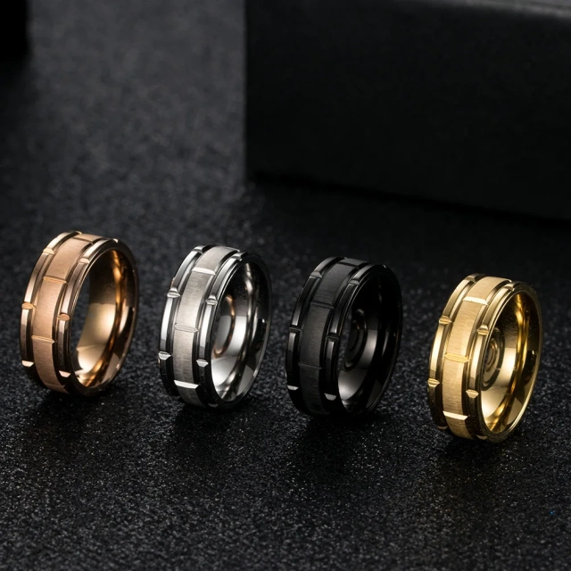 Stainless Steel Brushed Combination Ring Simple Hipster Wedding Engagement Couple Ring