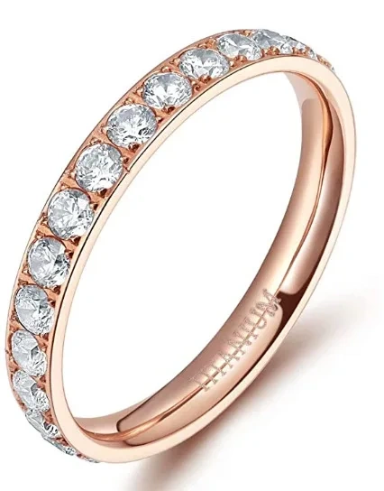 New 18K Gold Crystal Zircon Circle Ring Finger Jewelry Geometric Stainless Steel Ring for Women Accessories Titanium Jewelry