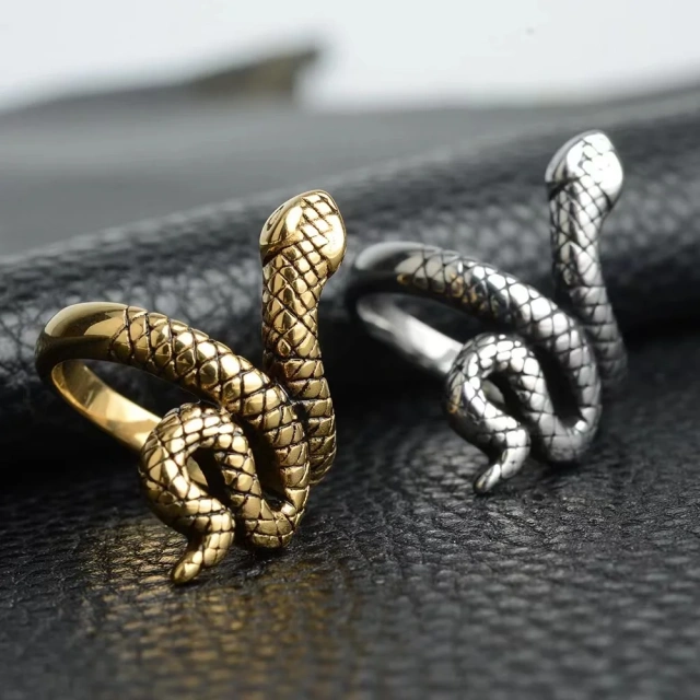New Arrived Vintage Punk Rock Style Stainless Steel Snake Design Ring
