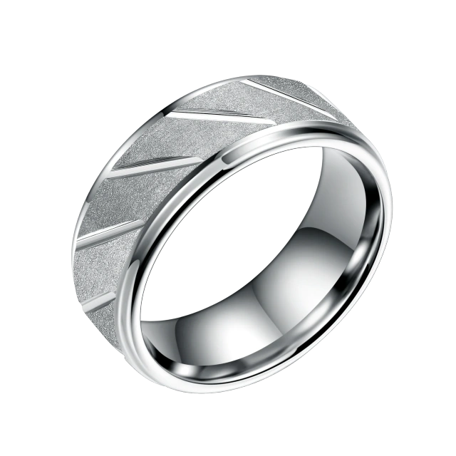 Guangzhou Wholesale Ready to Ship 8mm Grooved Stepped Edges Tungsten Carbide Steel Ring Silver Wedding Rings for Men Women