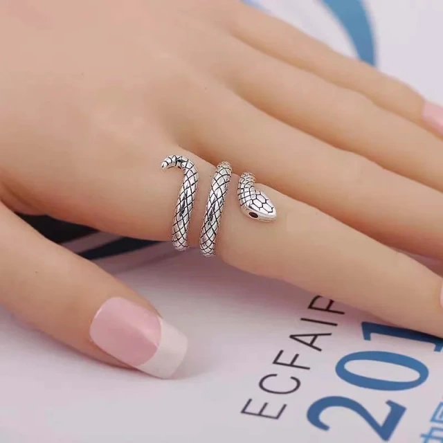 New Arrived Vintage Punk Rock Style Stainless Steel Snake Design Ring