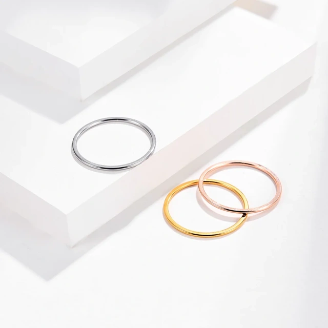 In Stock Simple Personality Titanium Steel 14k Gold Silver Rose Gold Ip Plating Stainless Steel 1mm 3mm 6mm Band Rings