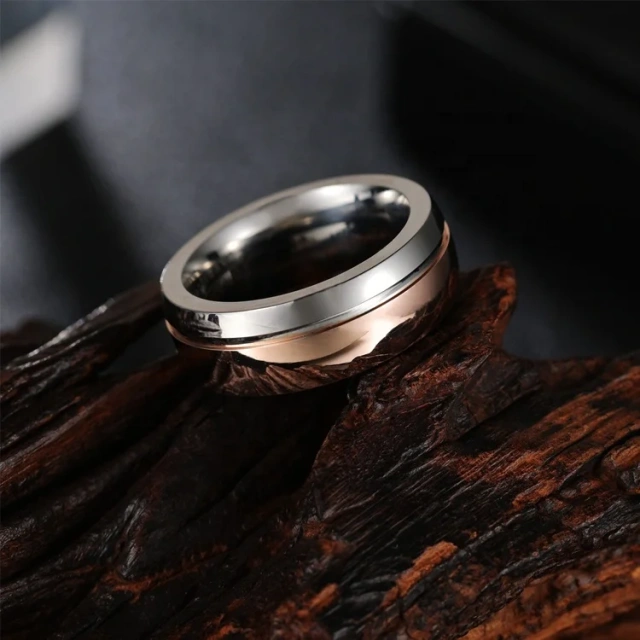 Wholesale 8mm Rose Gold Plated Tungsten Ring Men Ring Couple Wedding Ring Set for Women Girl Men