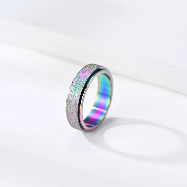 Wholesale Jewelry Men Women Rotating Finger Wedding Ring Spinning Fidget Stainless Steel Anti Anxiety Spinner Ring
