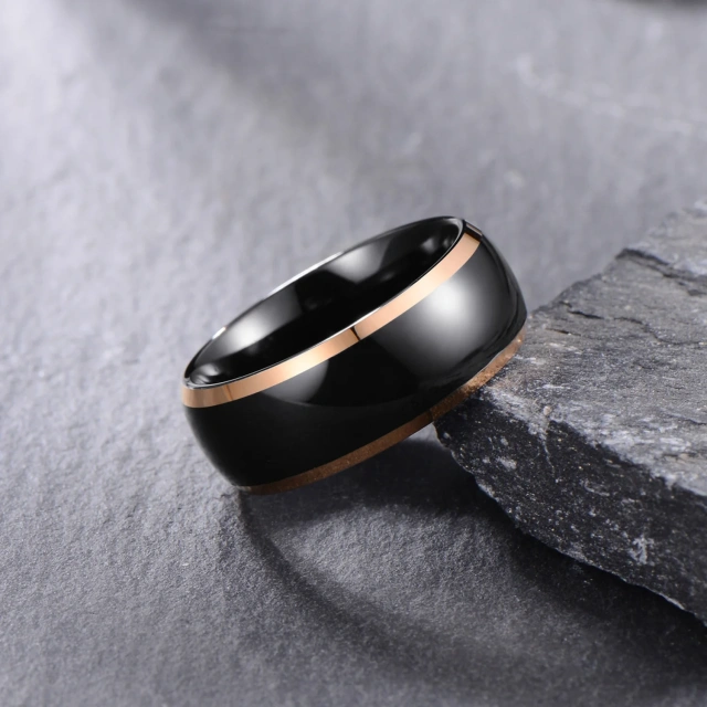 Fashion Jewelry Rings Dome Polishing 8mm Tungsten Ring Black Tungsten Ring Men Women Fashion Engagement Wedding Band Comfort Fit