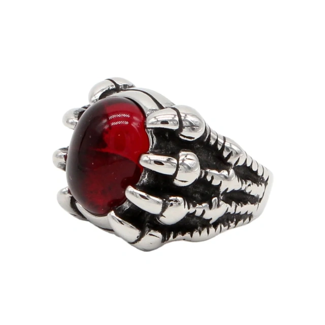 Wholesale Personality Vintage Punk Claw Ruby Ring Titanium Steel Ring Men Stainless Steel