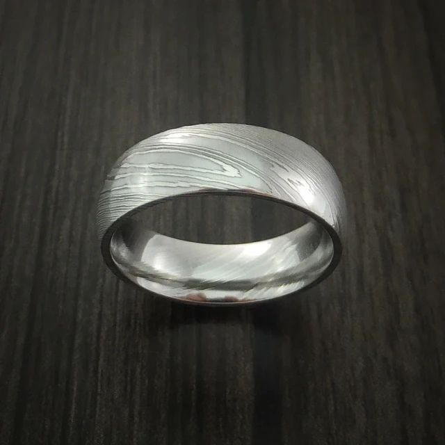 8mm Damascus Steel Wedding Rings Men's Rings Real Damascus Steel Ring