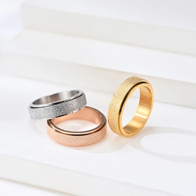 Wholesale Jewelry Men Women Rotating Finger Wedding Ring Spinning Fidget Stainless Steel Anti Anxiety Spinner Ring