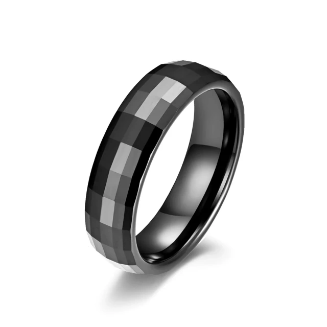 Ready to Ship Ceramic Jewelry Rings Faceted Surface Simple Black Zirconia Ceramic Ring Fashion Jewelry for Women Men