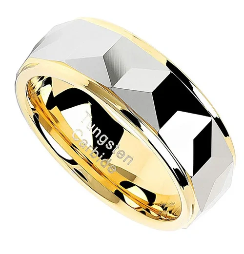 Classic Jewelry Fashion Custom logo 8mm Gold Mens Silver Tungsten Carbide Rings