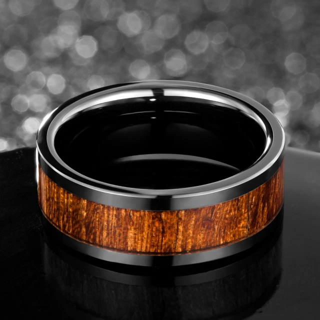 High Polished 8MM Fine Jewelry Ring for Men Bands Custom Ceramic Rings Black Wood Ceramic Ring Fashion Jewelry