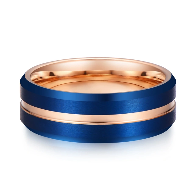 Ready to Ship Fashion Rings 8mm Tungsten Ring Center Beveled Edges Matte Rings for Men Wedding Band Comfort Fit