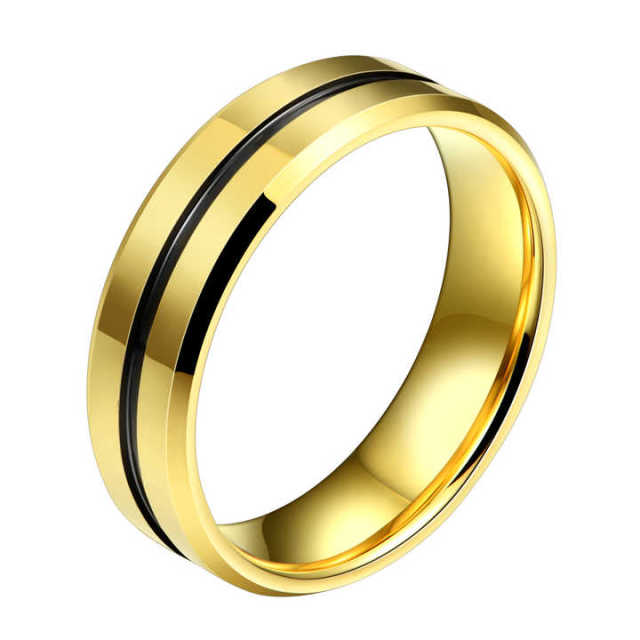 Personalized Jewelry Ready to Ship 6mm 18K Gold Plated Tungsten Carbide Ring Wedding Men Women Ring