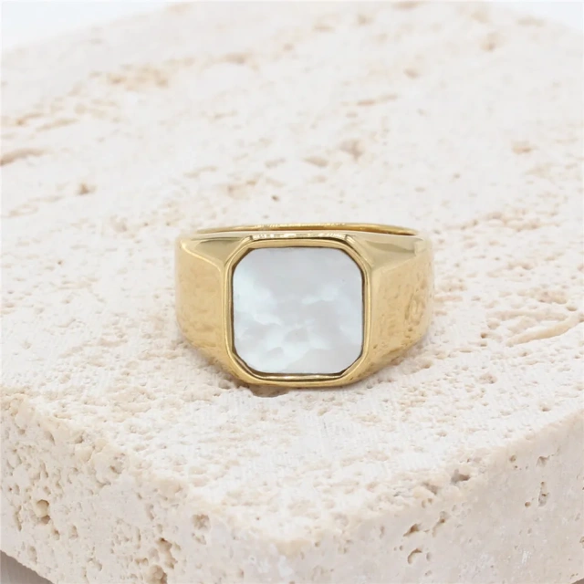 Fashion Jewelry Gold Plated Stainless Steel Ring Shell Couple Ring Man Titanium Steel Ring Fine Jewelry