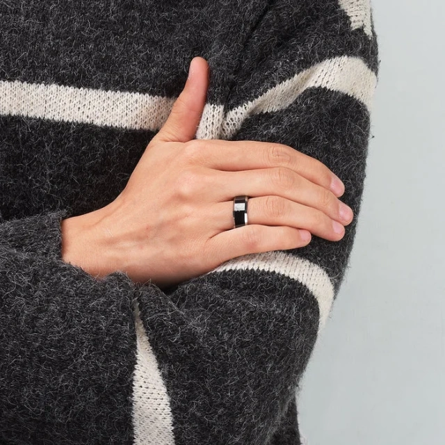 Wholesale Luxury 8mm Black Tungsten Carbide Rings - Laser Polish