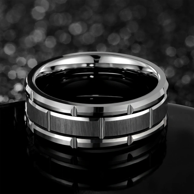 Guangzhou Mens Jewelry Ready to Ship 8mm Tungsten Ring Silver Tungsten Carbide Ring for Men Women Engagement Wedding Band