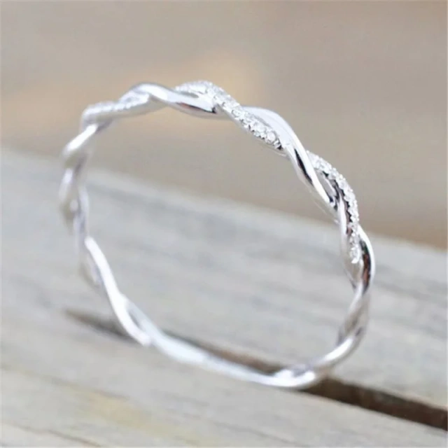 Fashion Women Jewellery 925 Sterling Silver Knot Cable Rings Gold Silver Plated Ring
