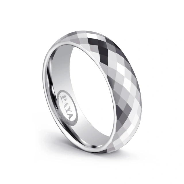 Hot Selling Jewelry 3mm Faceted Black and White Simple Ceramic Rings for Wedding Band Couple Set