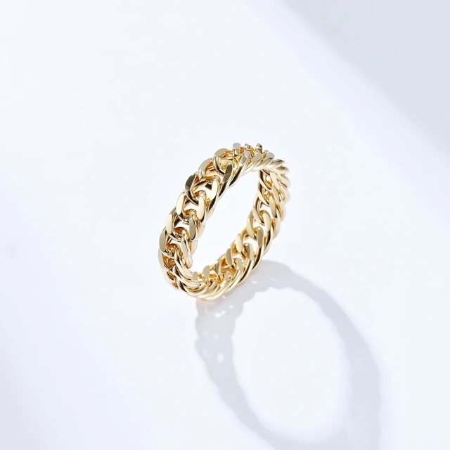 Fashion Cuban Link Chain Rings Stainless Steel Gold Silver Mirror Polished Ring for Women Men Double Weave Chain Finger Ring