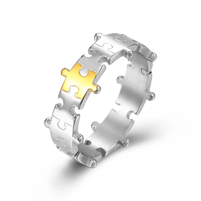 Latest Couple Jewelry Stainless Steel Puzzle Love Couple Ring