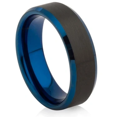 China Luxury 	mens Tungsten Ring Black Blue 6mm 8mm Mens Tungsten Carbide Ring Blue With Wholesale Price