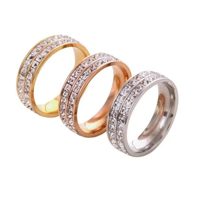 Engagement Valentines Day Jewelry Diamond Rose Gold Sliver Men and Women Stainless Steel Couples Ring