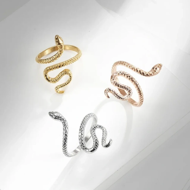Wholesale/ Retail Silver/ Gold/ Rose Gold Western Style Retro Snake Stainless Steel Ring Womens Jewelry Ring Women