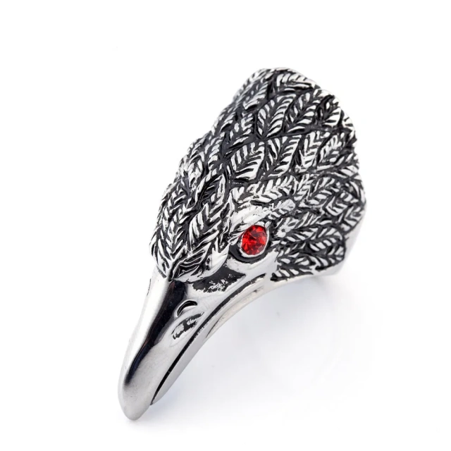 Stock in Size 7-13 Latest Fashion Long Manly Retro Punk Eagle Stainless Steel Ring for Men