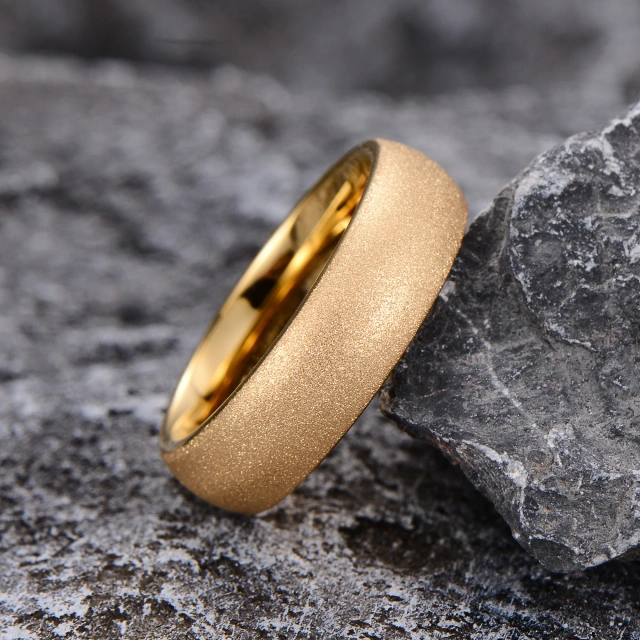 2023 Wedding Band Engagement Gift Sandblasted Finished 24K Gold Plated Ring Tungsten Carbide Ring for Couple