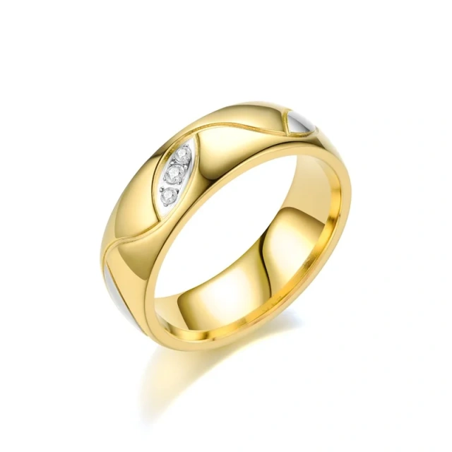 China Supplier Bulk Order Stainless Steel Couple Ring 18K Plated Gold Couple Ring