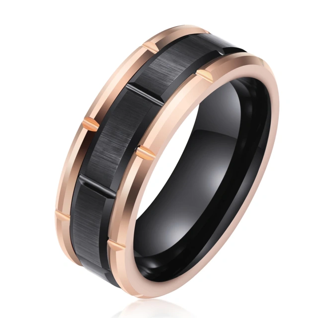 Guangzhou Wholesale Jewelry 8mm Black Gold Tungsten Carbide Ring for Men Women Engagement Wedding Band Comfort Fit