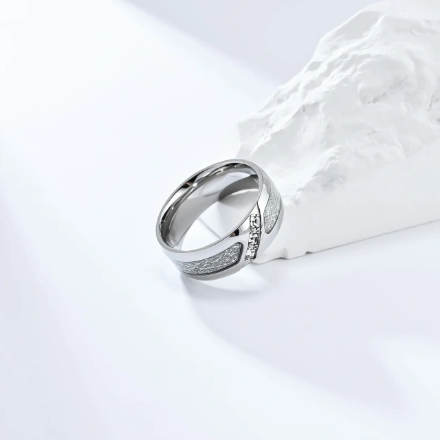 Guangzhou Wholesale Man Punk Titanium Steel Jewelry Zircon Stone Stainless Steel Silver Plated Ring Men