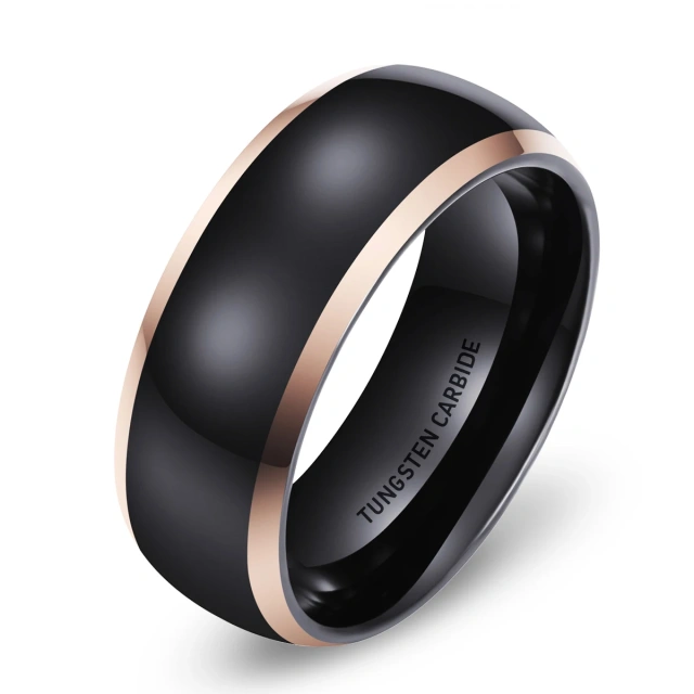 Fashion Jewelry Rings Dome Polishing 8mm Tungsten Ring Black Tungsten Ring Men Women Fashion Engagement Wedding Band Comfort Fit