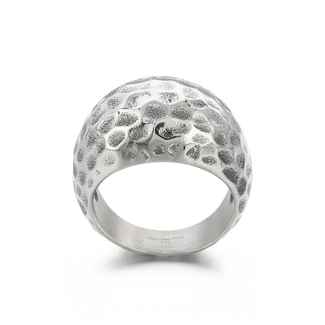 In Stock Men Unique Retro Gold/silver/black Stainless Steel Pitted Surface Jewelry Ring