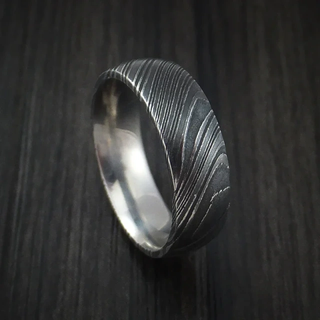 Ouyuan Jewelry Wholesale Price Men Damascus Steel Ring 8mm Damascus Steel Comfort It Ring for Men
