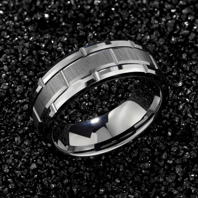 Guangzhou Mens Jewelry Ready to Ship 8mm Tungsten Ring Silver Tungsten Carbide Ring for Men Women Engagement Wedding Band