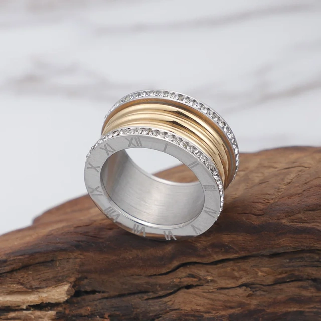 High Quality Jewelry Roman Numeral Ring Full Diamond Rings Jewelry Women 18k Gold Stainless Steel Rings for Couple