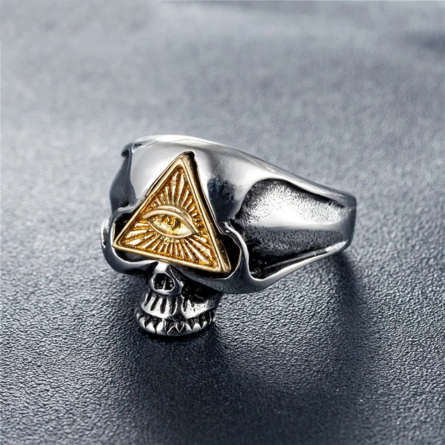 High Quality Demon Skull Ring Men Stainless Steel Hip Hop Skull Men's Ring