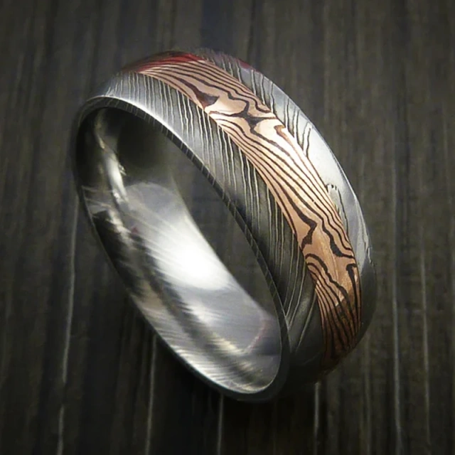 Ouyuan Jewelry Custom Men Damascus Steel Ring Wholesale Jewelry for Men