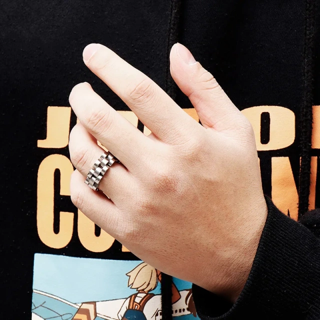 Stock Wholesale Custom Fashion Gold Finger Jewelry Dainty Women 18k Gold Plated Stainless Steel Cuban Link Chain Rings