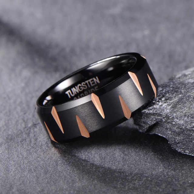 RTS 8mm Wholesale Mens Jewelry Tungsten Carbide Rings Black Tungsten Rings for Men Comfort Fit
