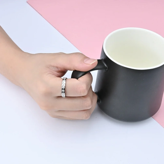 Popular Cz Paved Woman Jewelry Eternity Band Turkish Cubic Zircon Stainless Steel Diamond Ring